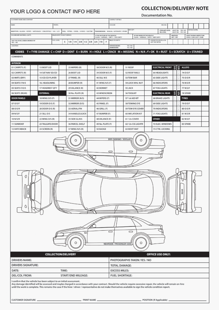 Vehicle Hire Forms