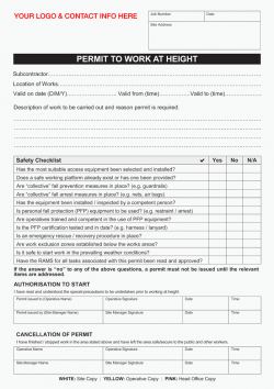 Permit to Work at Height Form